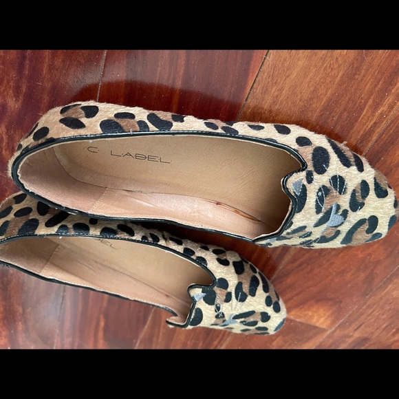 C Label ‘Judy’ Kitty Smoking Slipper Leopard Flats - Picture 3 of 7